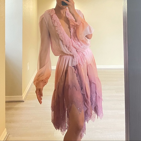 ‼️SALE‼️ Blumarine Pink Ombre Mauve Long Sleeve Fairy Dress - Picture 8 of 8